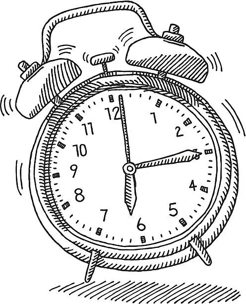 Vector illustration of Ringing Alarm Clock Morning Wake Up Drawing
