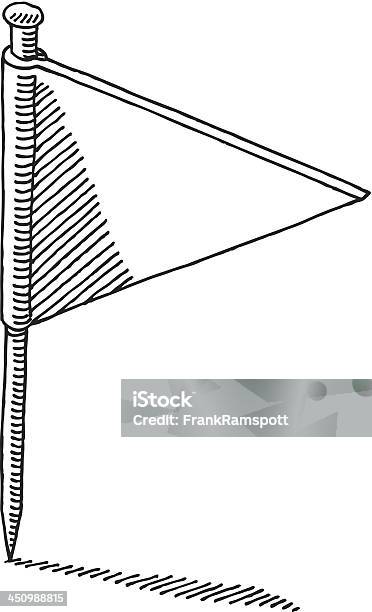 Location Flag Pin Drawing Stock Illustration - Download Image Now - Attached, Black And White, Black Color