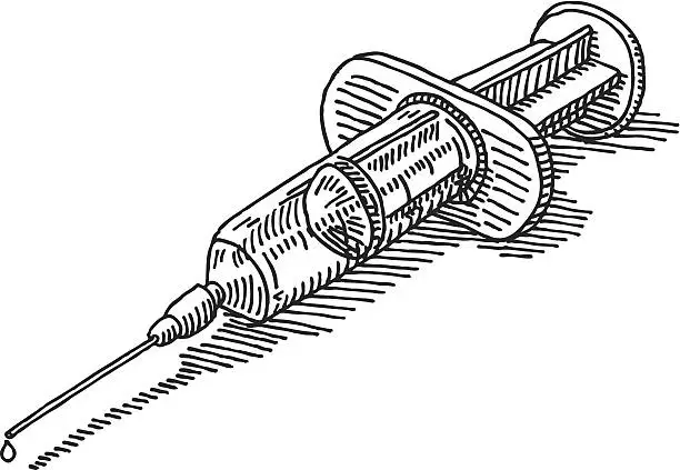 Vector illustration of Syringe Drawing