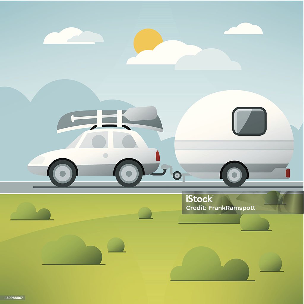 Auto Caravan Urlaub Reise - Lizenzfrei Anhänger Vektorgrafik