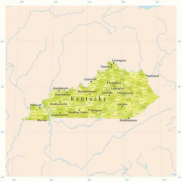 Vector illustration of Kentucky Vector Map