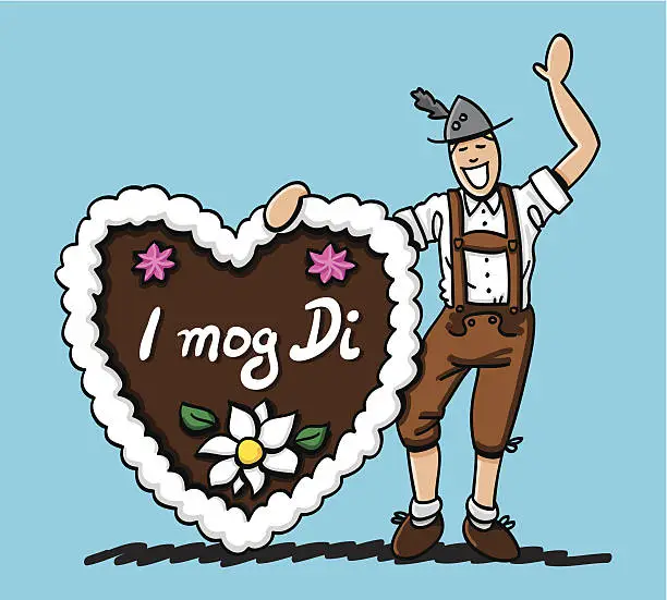 Vector illustration of Beer Fest Man Gingerbread Heart I Mog Di