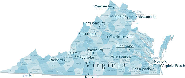 Virginia Vector Map Isolated Detailed vector map of Virginia with administrative divisions. File was created on June 5, 2013. The colors in the .eps-file are ready for print (CMYK). Included files: EPS (v8) and Hi-Res JPG (5600 × 2650 px). manassas stock illustrations