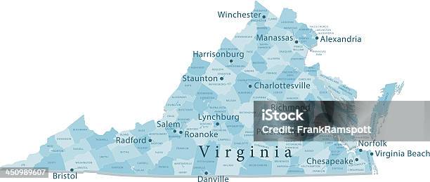 Virginia Vector Map Isolated Stock Illustration - Download Image Now - Virginia - US State, Map, Alexandria - Virginia