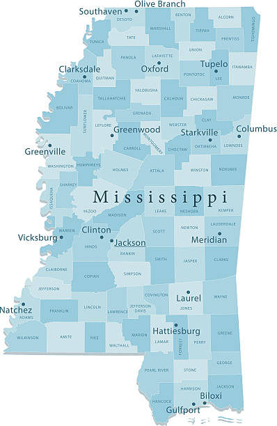Mississippi Vector Map Isolated Detailed vector map of Mississippi with administrative divisions. File was created on June 5, 2013. The colors in the .eps-file are ready for print (CMYK). Included files: EPS (v8) and Hi-Res JPG (3811 × 5600 px). mississippi river stock illustrations