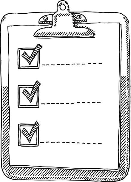 ilustraciones, imágenes clip art, dibujos animados e iconos de stock de portapapeles lista de verificación de marcar dibujo - clipboard