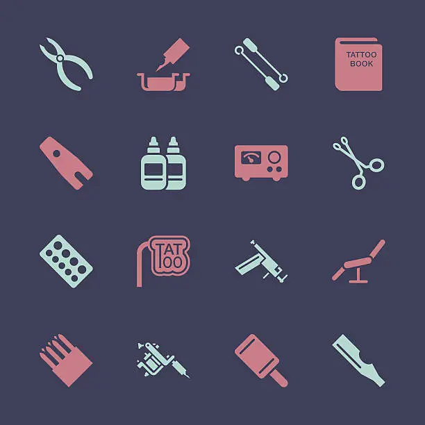 Vector illustration of Tattoo Shop Icons - Color Series | EPS10