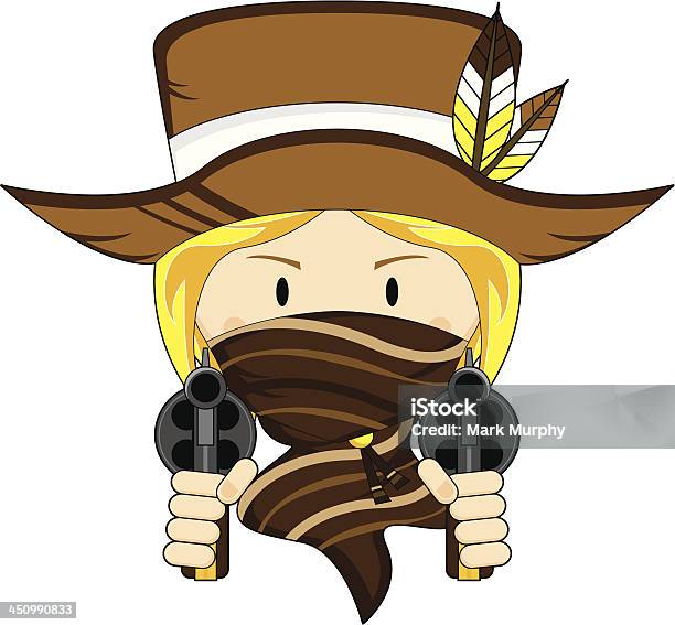 Comic Cowgirl Mit Waffen Stock Vektor Art und mehr Bilder von Blondes Haar - Blondes Haar, Charakterkopf, ClipArt