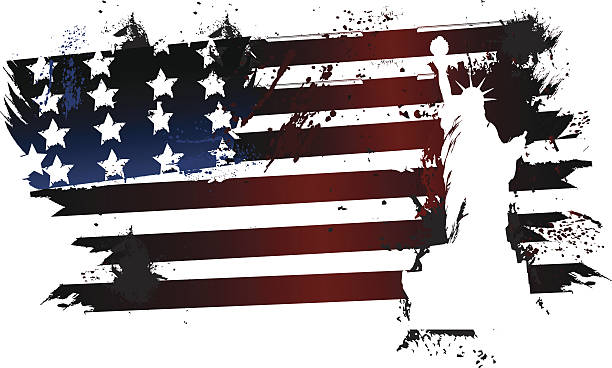 Grunge American flag Grunge American flag flame silhouettes stock illustrations