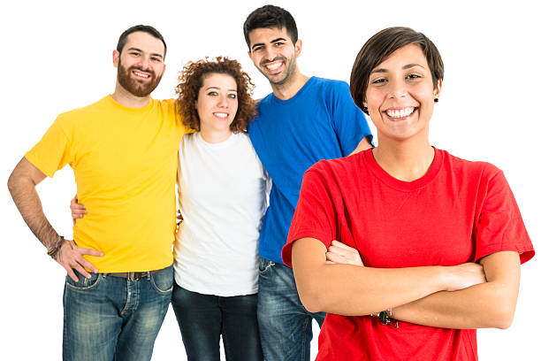 istock Group of friends on white background 450991429