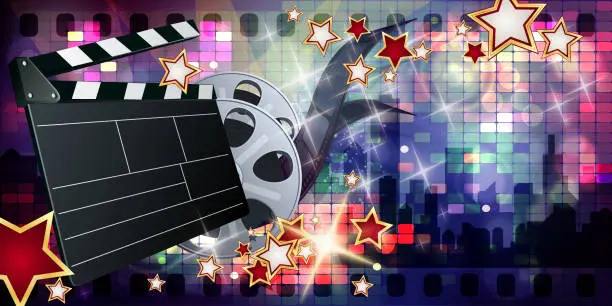 Vector illustration of Entertainment - Flashy Film Background
