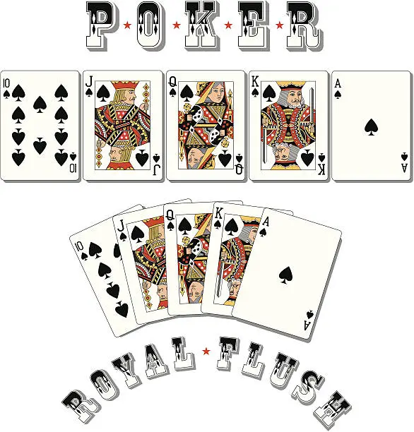 Vector illustration of Poker Royal Flush Spades
