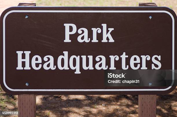 Park Headquarters Sign Stock Photo - Download Image Now - Advice, Building Exterior, Built Structure