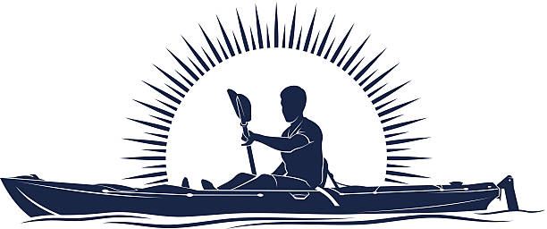 カヤック - silhouette kayaking kayak action点のイラスト素材／クリップアート素材／マンガ素材／アイコン素材