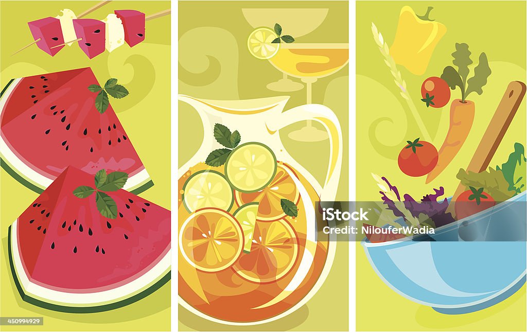 Summer Food Banners Bright, cheery, enchanting banners for summer. Salad Bowl stock vector