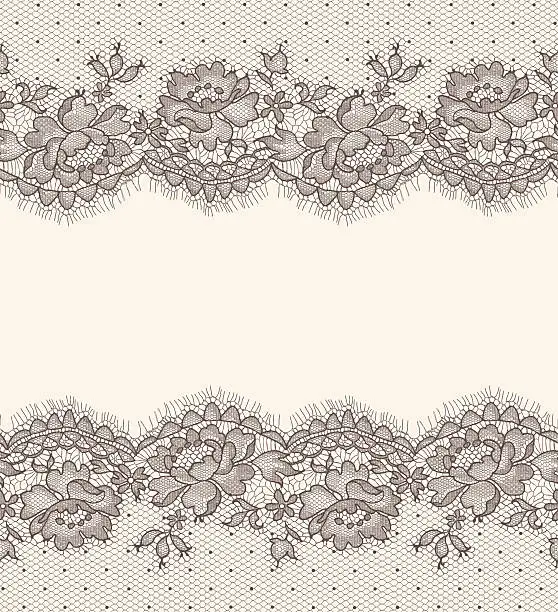 Vector illustration of Lace card. Horizontal Seamless Pattern.