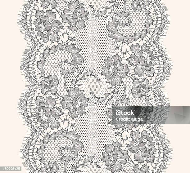 Gray Lace Ribbon Vertical Seamless Pattern Stock Illustration - Download Image Now - Lace - Textile, Backgrounds, Pattern