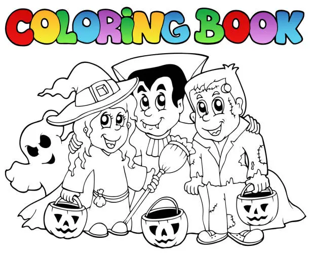 Vector illustration of Coloring book Halloween topic 3