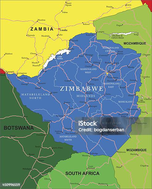 Le Zimbabwe Carte Vecteurs libres de droits et plus d'images vectorielles de Carte - Carte, Zimbabwe, Afrique