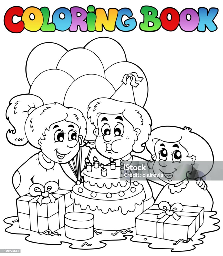 Livro de colorir com tema de 2 - Vetor de Aniversário royalty-free