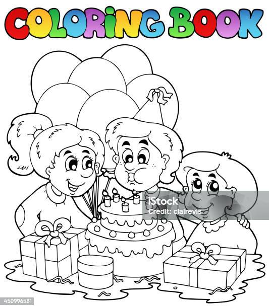 Vetores de Livro De Colorir Com Tema De 2 e mais imagens de Aniversário - Aniversário, Colorindo, Festa