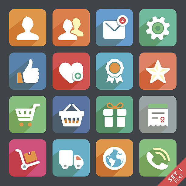 Universal Flat icons set for Web and Mobile App. vector art illustration