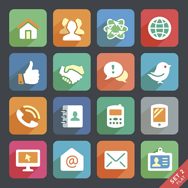 Vector set of media and communication icons vector art illustration