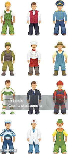 Profession Set Stock Illustration - Download Image Now - Farmer, Suit, Adult