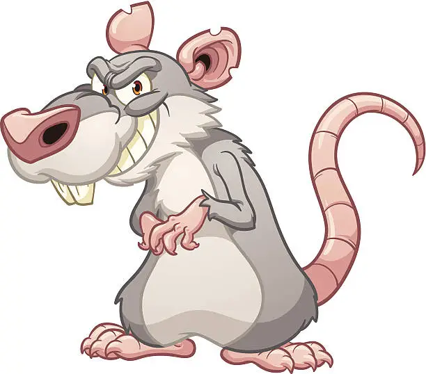 Vector illustration of Evil cartoon rat.