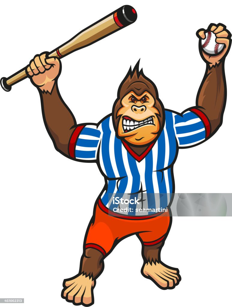 Monkey Joueur de baseball - clipart vectoriel de Balle de baseball libre de droits