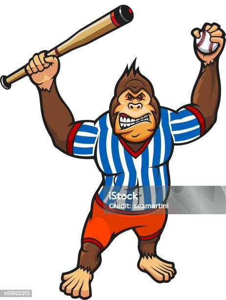 Monkey Baseball Player - Stockowe grafiki wektorowe i więcej obrazów Baseball - Baseball, Goryl, Piłka do baseballu