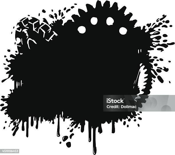 Splatter And Gear Vector Background Silhouette Stock Illustration - Download Image Now - Gear - Mechanism, Dirty, Splattered