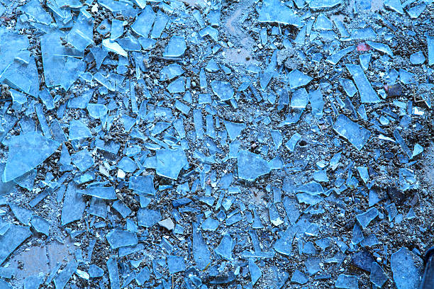 Blue shattered glass stock photo