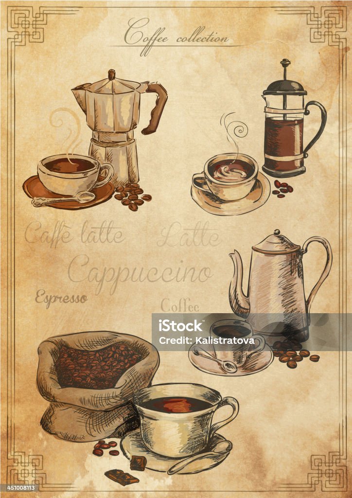 set di caffè - arte vettoriale royalty-free di Sfondi