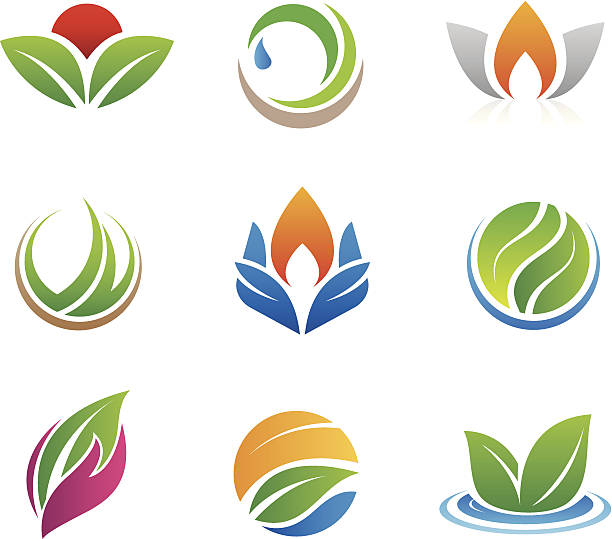 Nature icons and logos vector art illustration