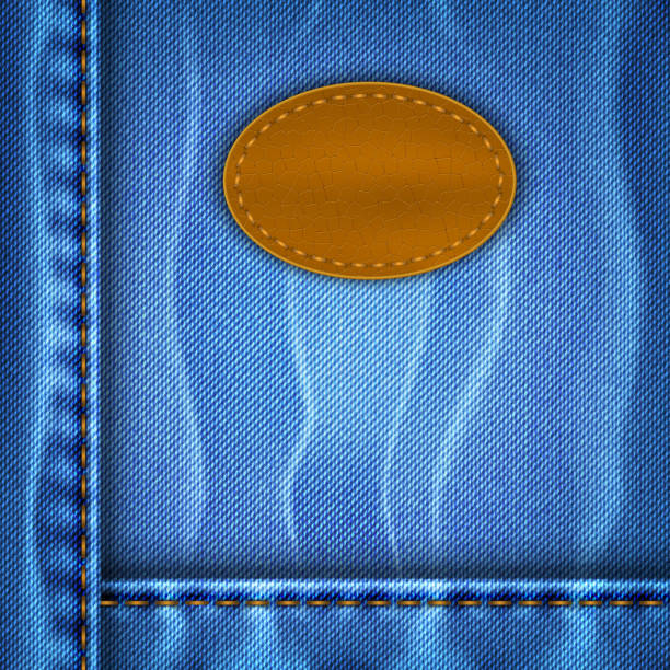 jeans hintergrund mit leder-label - wild west backgrounds leather textured stock-grafiken, -clipart, -cartoons und -symbole