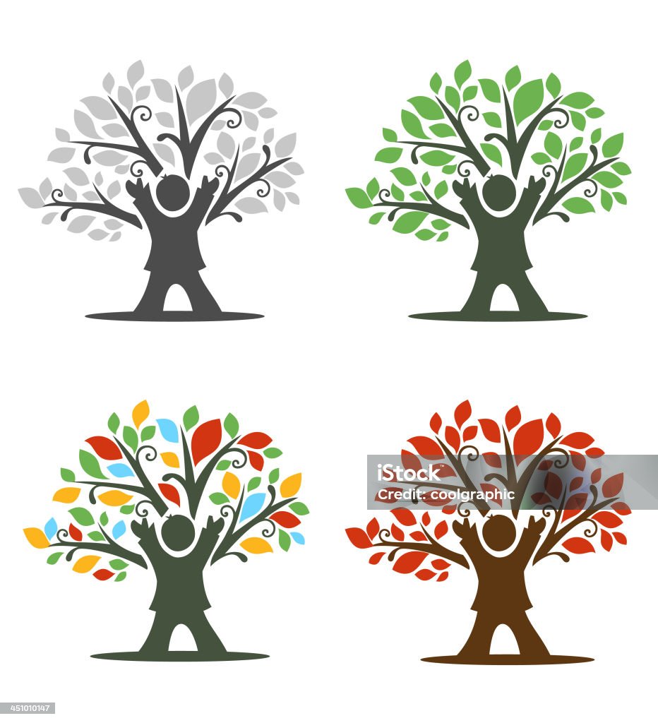 Niño árbol icono - arte vectorial de Niño pre-escolar libre de derechos