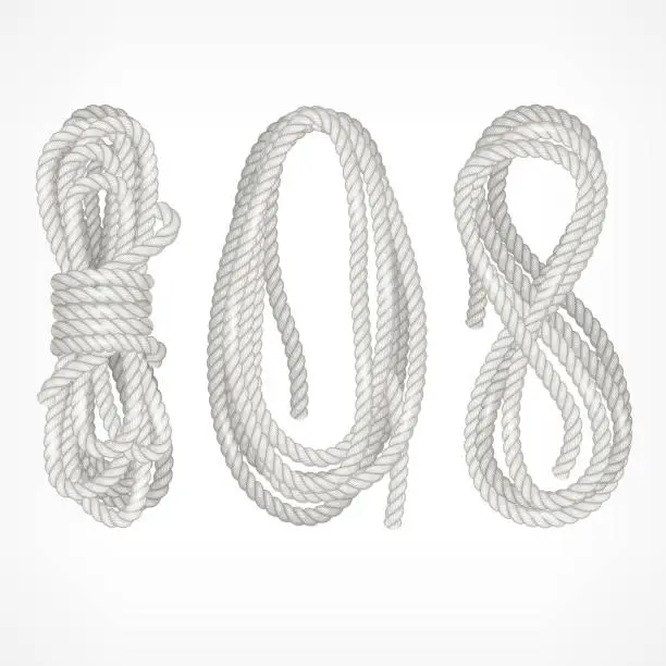 Vector illustration of Coils of rope on white