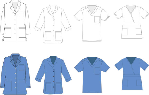 Medical shirt uniform vector template Medical shirt uniform vector template laboratory coat stock illustrations