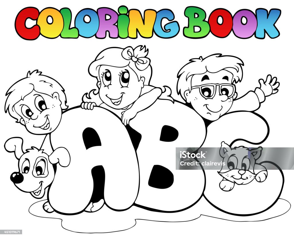 Livro de Colorir Escola letras ABC - Royalty-free Alfabeto arte vetorial