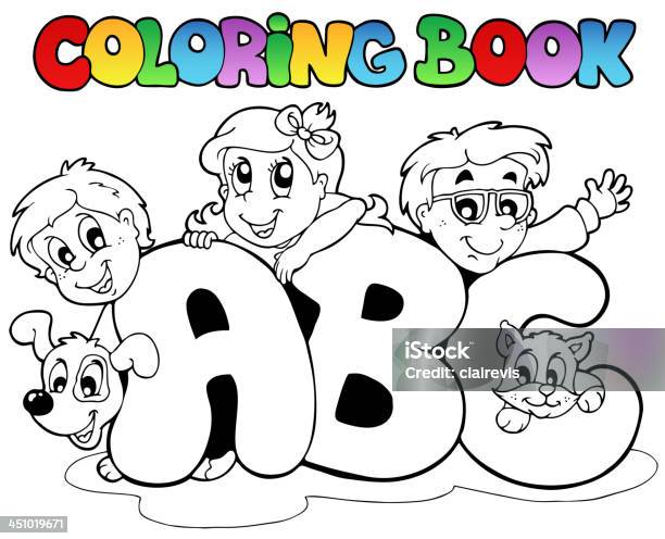 Livro De Colorir Escola Letras Abc - Arte vetorial de stock e mais imagens de Alfabeto - Alfabeto, Aluna, Aluno