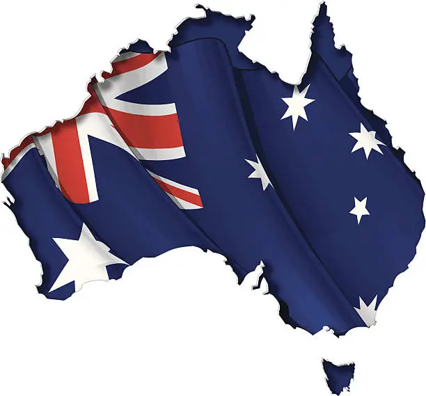 Vector illustration of Australian Map-Flag
