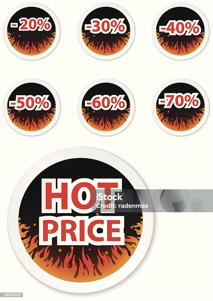 Precio stickers. caliente con llama de fuego - arte vectorial de Acuerdo libre de derechos