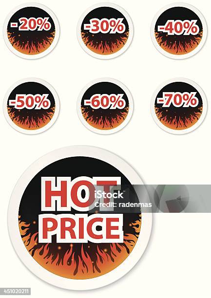 Ilustración de Precio Stickers Caliente Con Llama De Fuego y más Vectores Libres de Derechos de Acuerdo - Acuerdo, Blanco - Color, Bola de Fuego