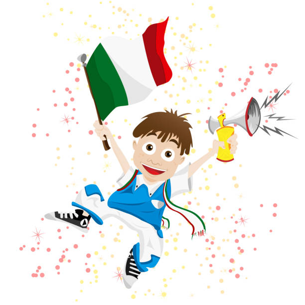 Italy Soccer Fan Boy Vector - Italy Soccer Fan Boy italy soccer stock illustrations