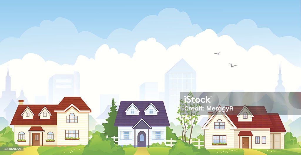 Summer suburb Vector illustration of summer suburbs. EPS 10: transparency used. RGB colors. House stock vector