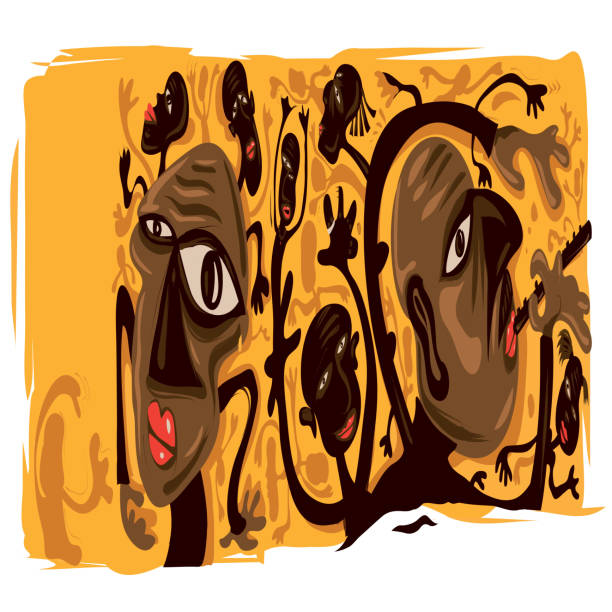 african art - africa backgrounds canvas celebration stock illustrations