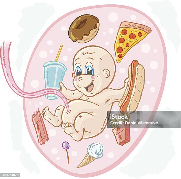 Junkfood Baby - Immagini vettoriali stock e altre immagini di Feto - Stadio della procreazione umana - Feto - Stadio della procreazione umana, Utero, Cordone ombelicale