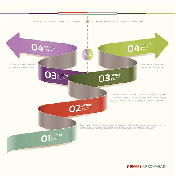 Vector illustration of Modern zigzag infographic, steps paper strip template.