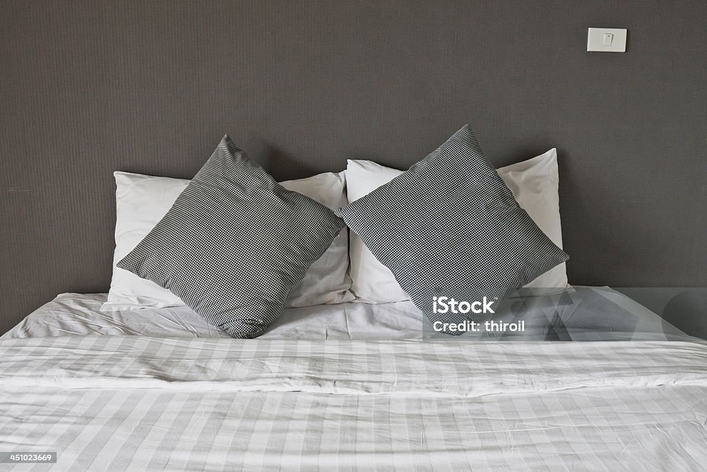 Double bed. Double bed in room for background. Apartment Stock Photo